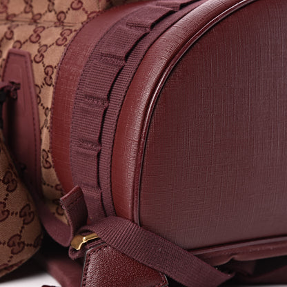 Gucci GG Monogram Script Logo Large Double Pocket Backpack Sahara Rubino Bordeaux 11 of 12