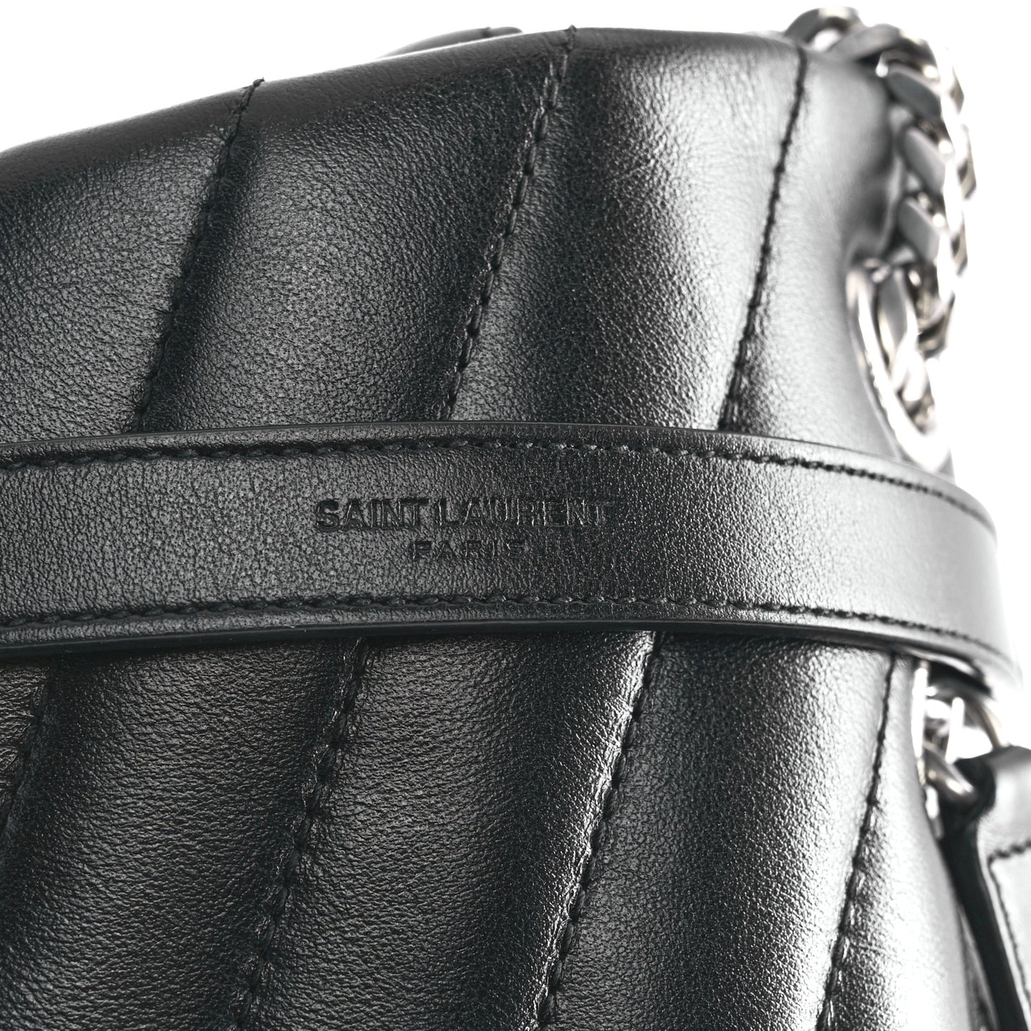 Calfskin Y Quilted Monogram Large Loulou Chain Satchel Black