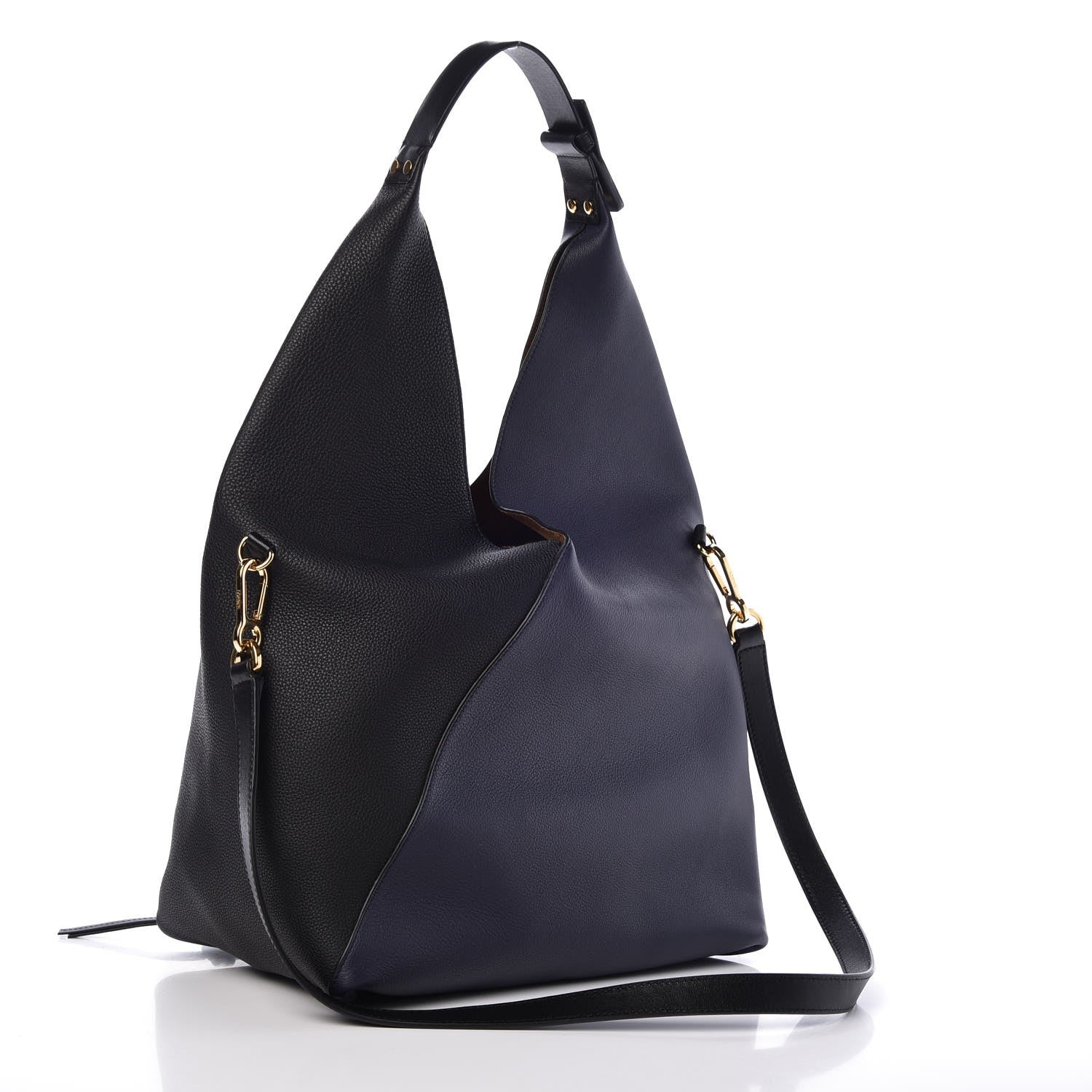 Loewe Grained Calfskin Colorblock Sling Hobo Midnight Blue Black 4 of 7