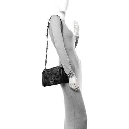 Chanel Patent Iridescent Calfskin Sequin Medium Boy Flap Bag Black 2 of 10