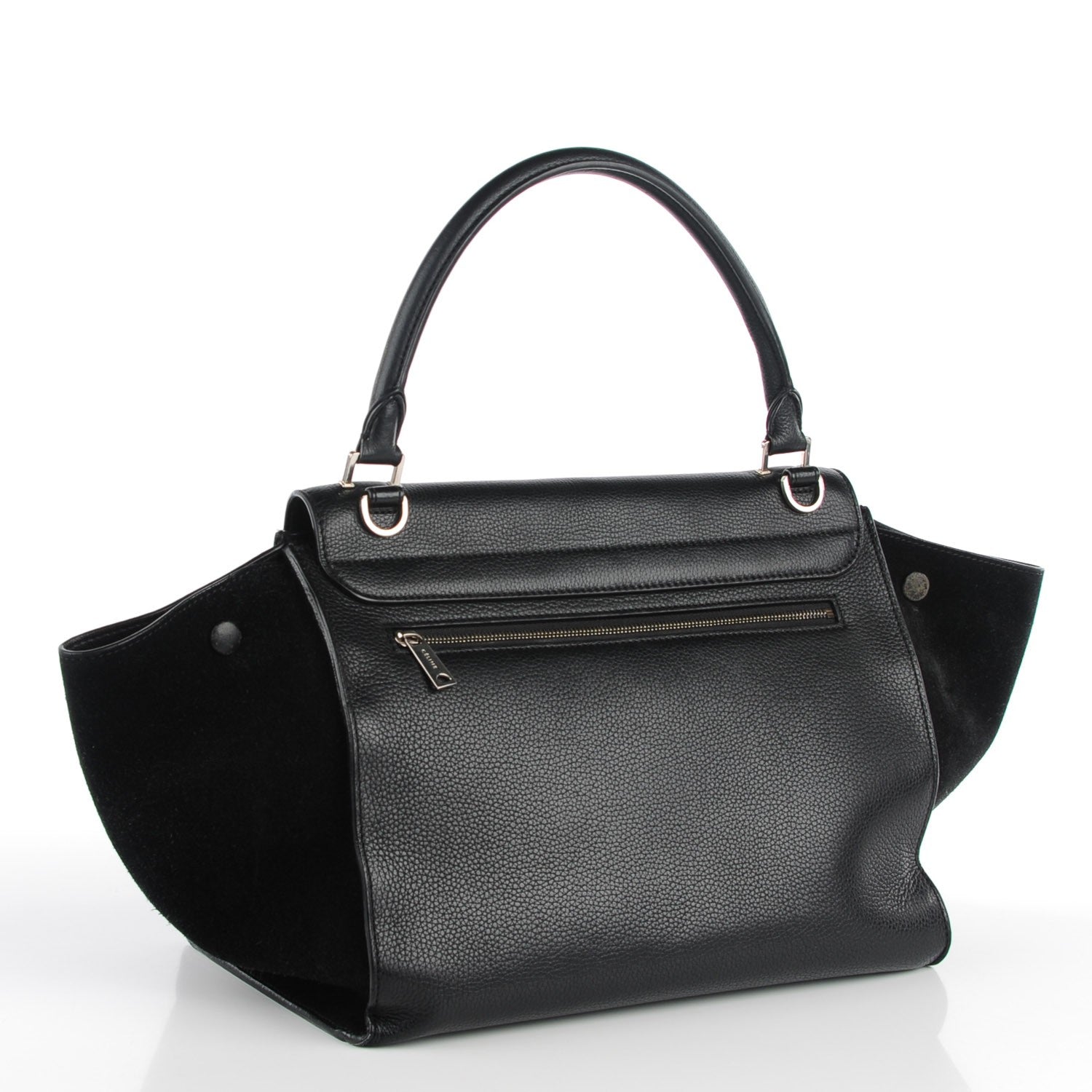 Celine Drummed Calfskin Suede Medium Trapeze Black 3 of 9