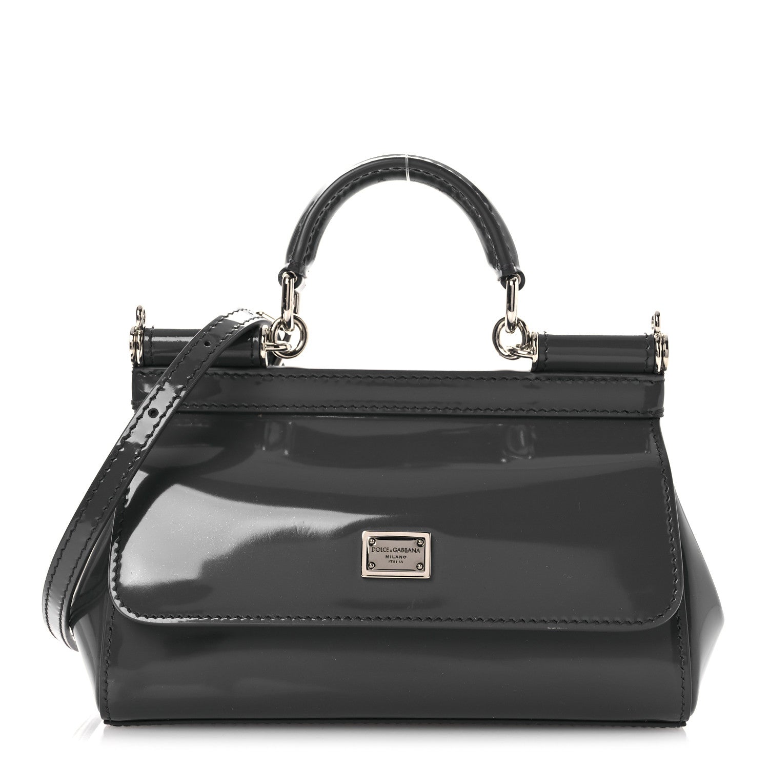 Dolce & Gabbana Patent Small Miss Sicily Satchel Grey 1775429