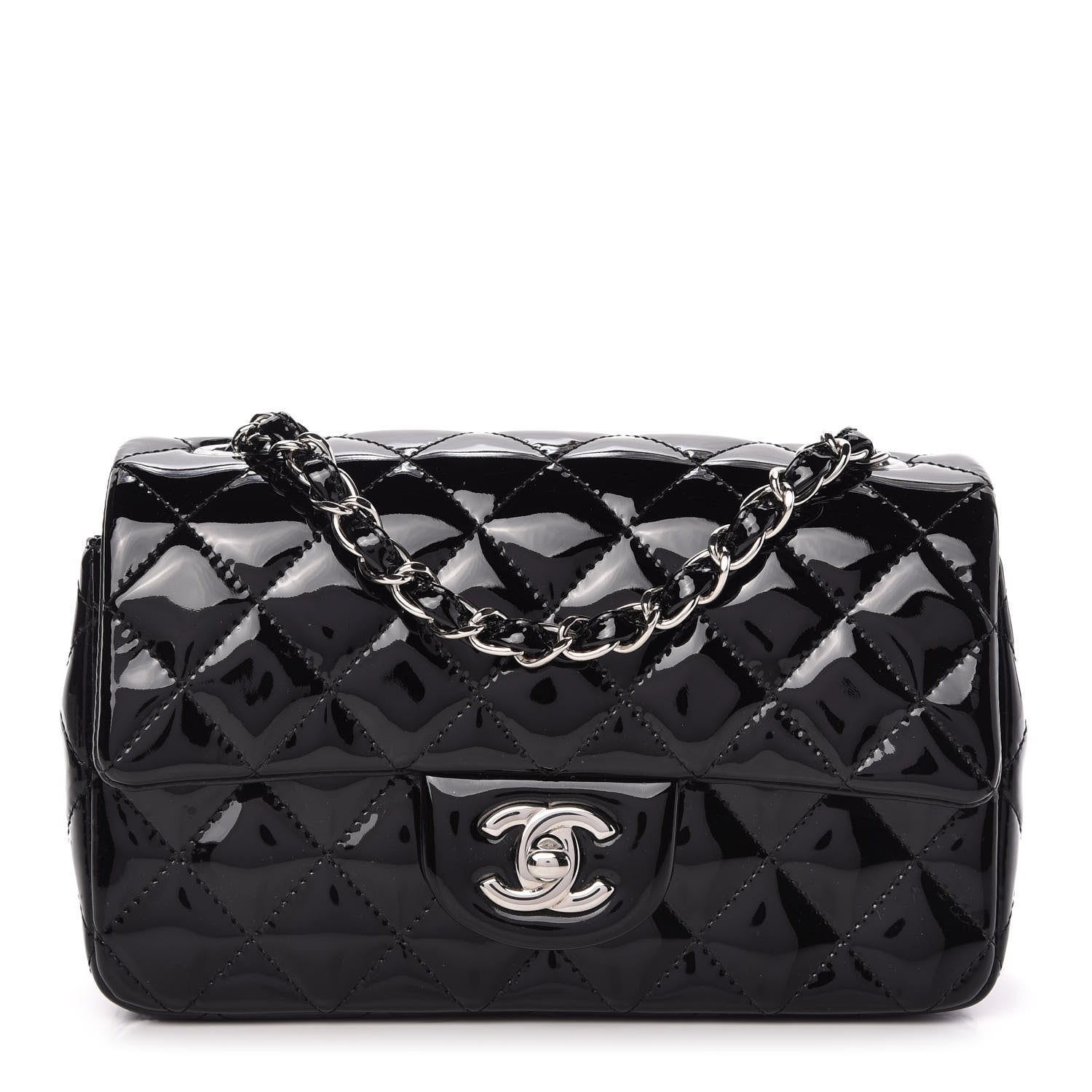 Chanel Patent Calfskin Quilted Mini Rectangular Flap Black 1 of 11