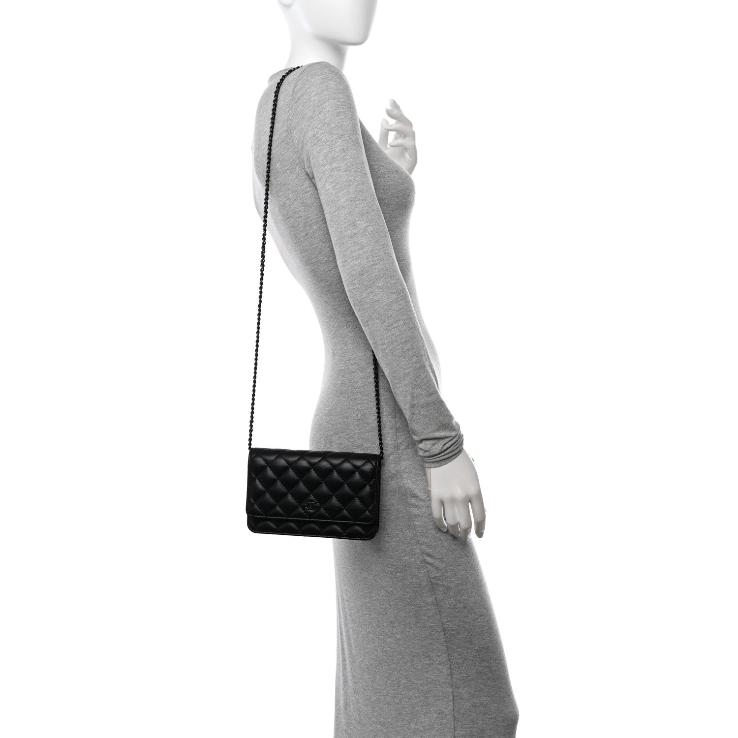 Chanel Lambskin Quilted Wallet On Chain WOC So Black 2 of 12