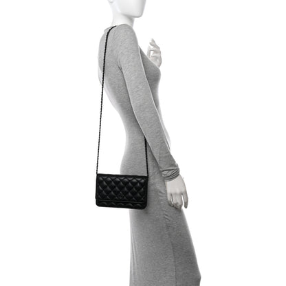 Chanel Lambskin Quilted Wallet On Chain WOC So Black 2 of 12