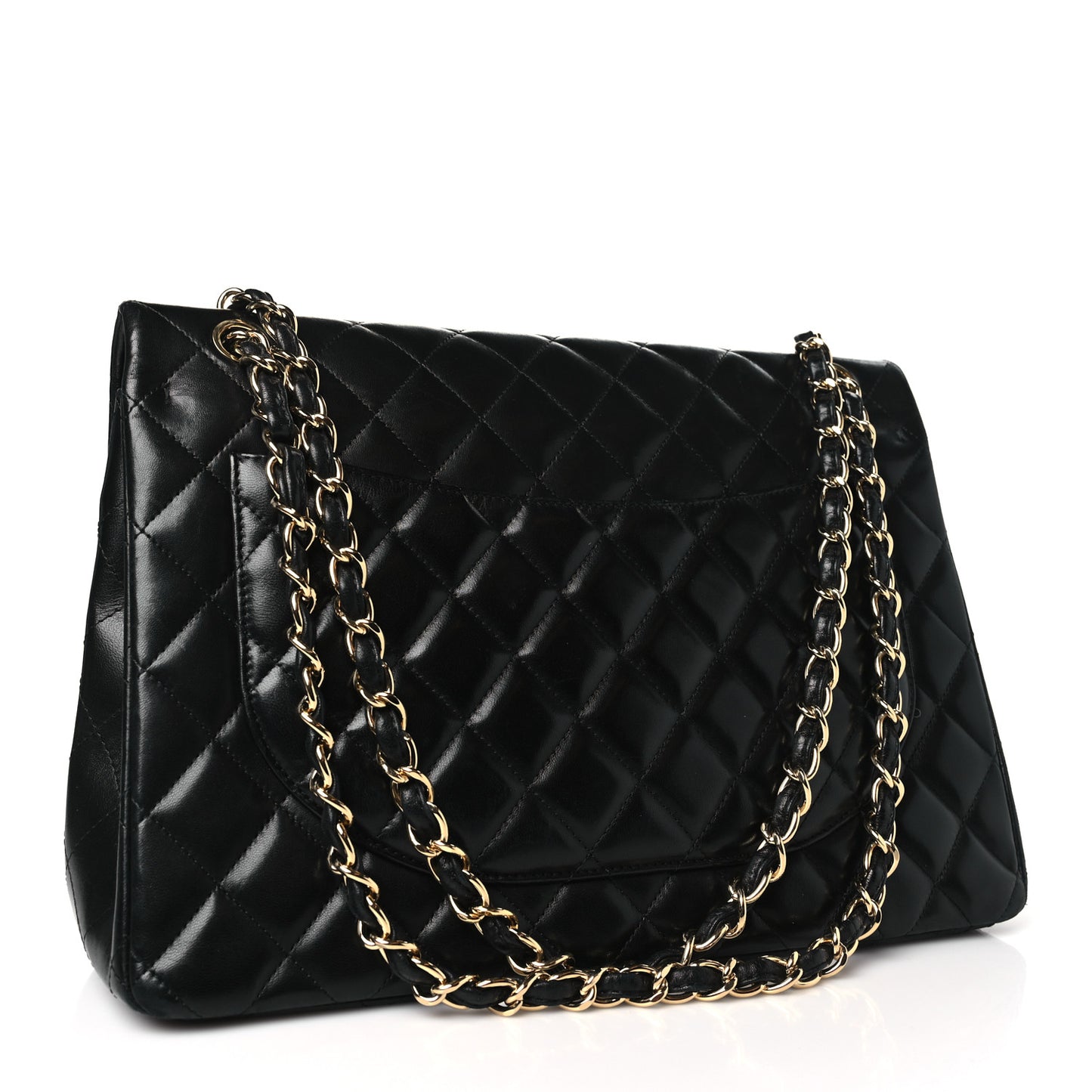 Lambskin Quilted Maxi Double Flap Black