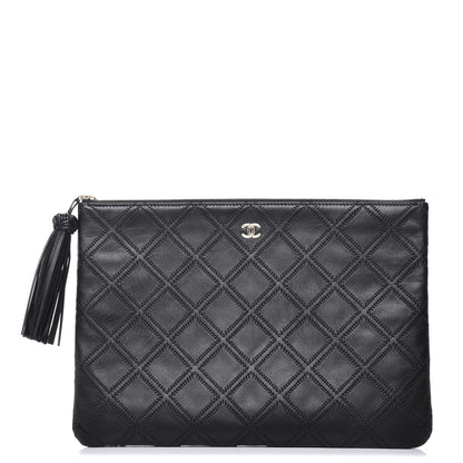 Chanel Calfskin Quilted Tassel CC Cosmetic Case Black 1 of 8