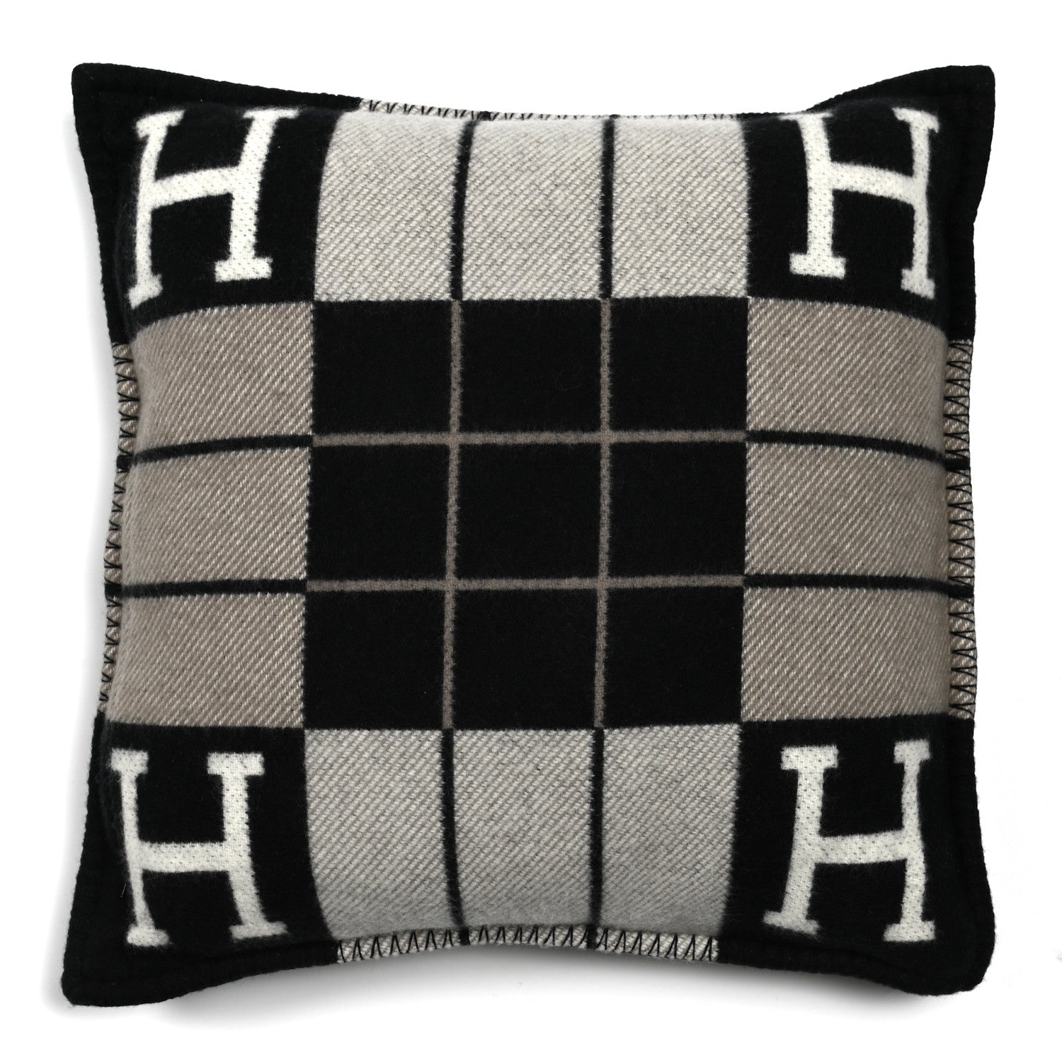 Hermes Wool Cashmere Avalon III Pillow PM Ecru Black 2 of 3
