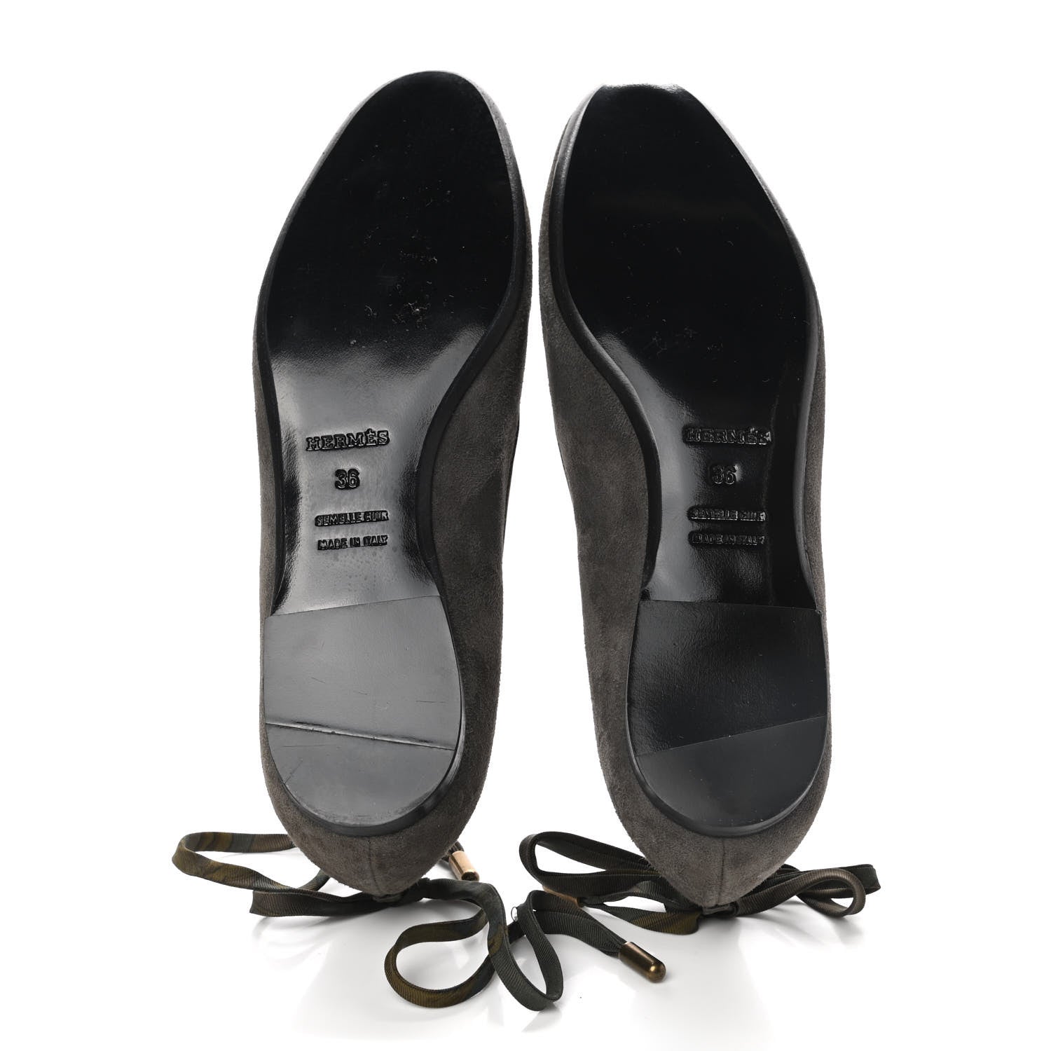Hermes Suede Flats 36 Grey 5 of 7
