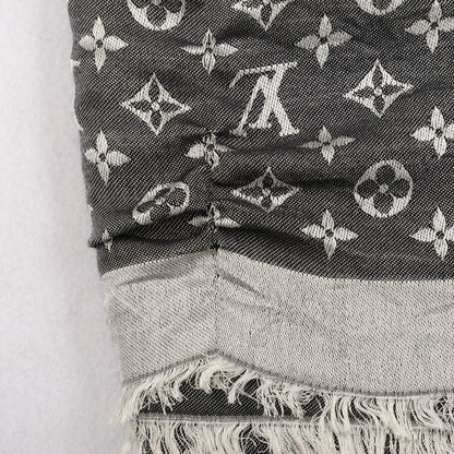 Louis Vuitton Wool Silk Monogram Denim Shawl Black 6 of 6