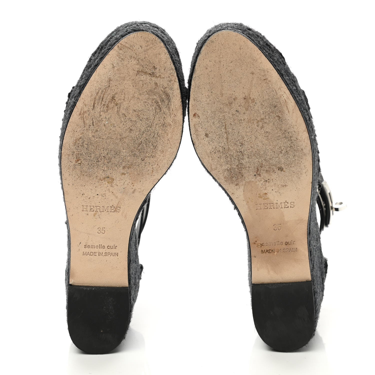 Hermes Calfskin Tivoli Espadrille Wedge Sandals 35 Black 5 of 9