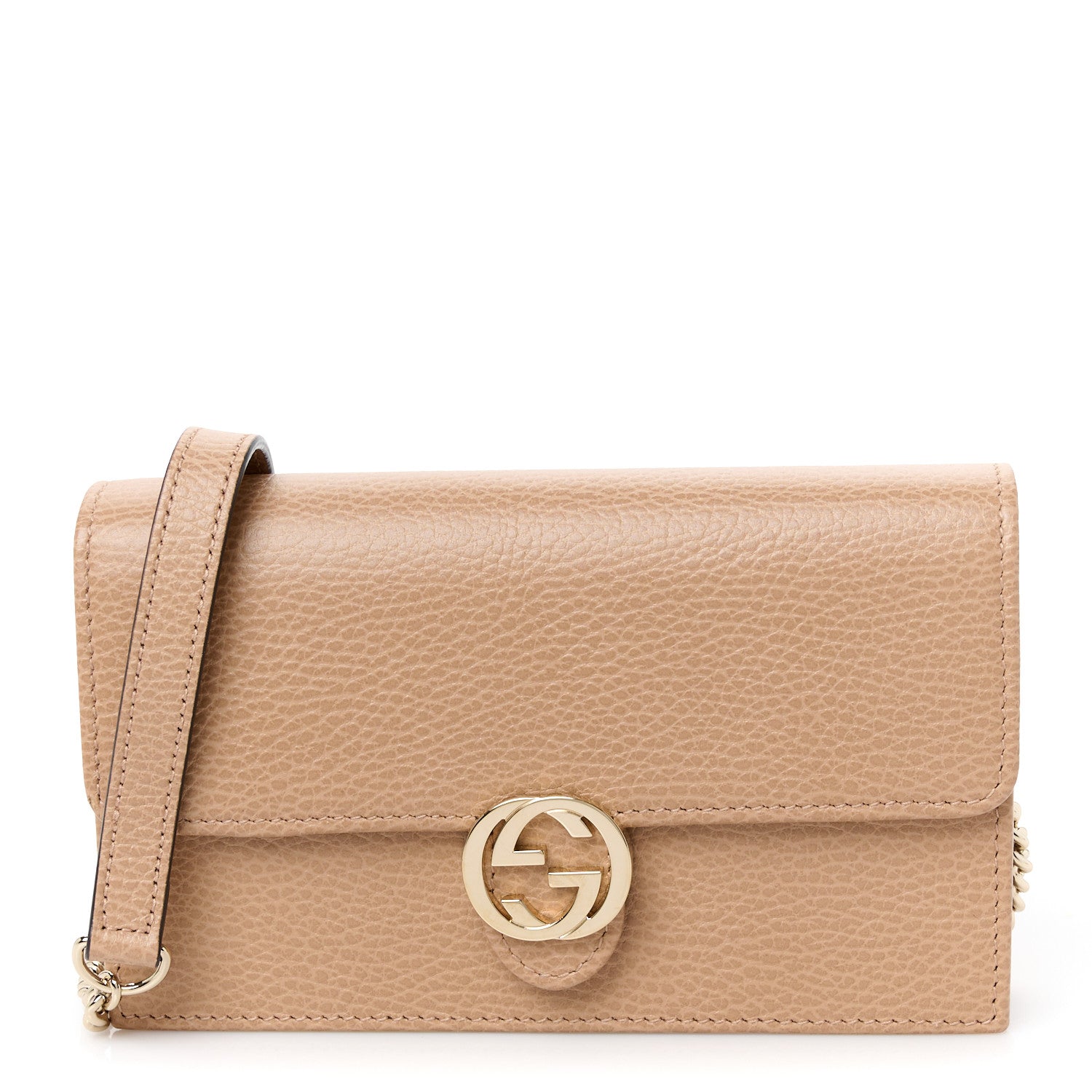 Gucci Dollar Calfskin Interlocking G Chain Wallet Camelia 1 of 11