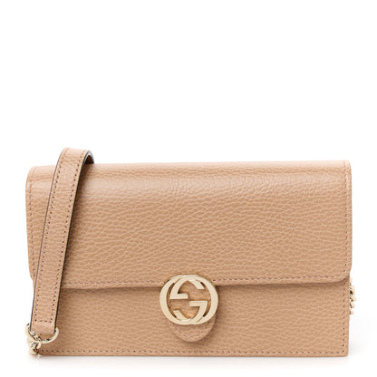 Gucci Dollar Calfskin Interlocking G Chain Wallet Camelia 1 of 11