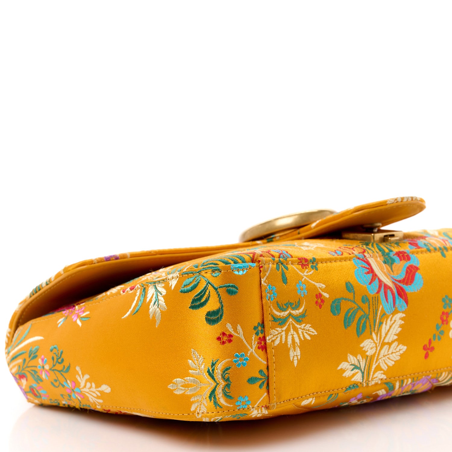 Gucci Jacquard Matelasse Floral Medium GG Marmont Shoulder Bag Yellow 11 of 12