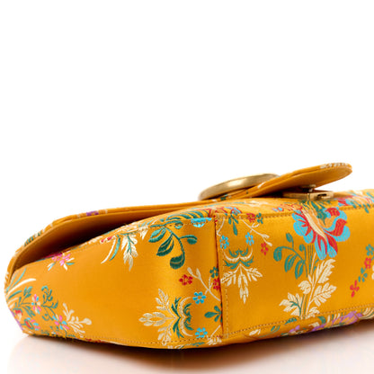 Gucci Jacquard Matelasse Floral Medium GG Marmont Shoulder Bag Yellow 11 of 12