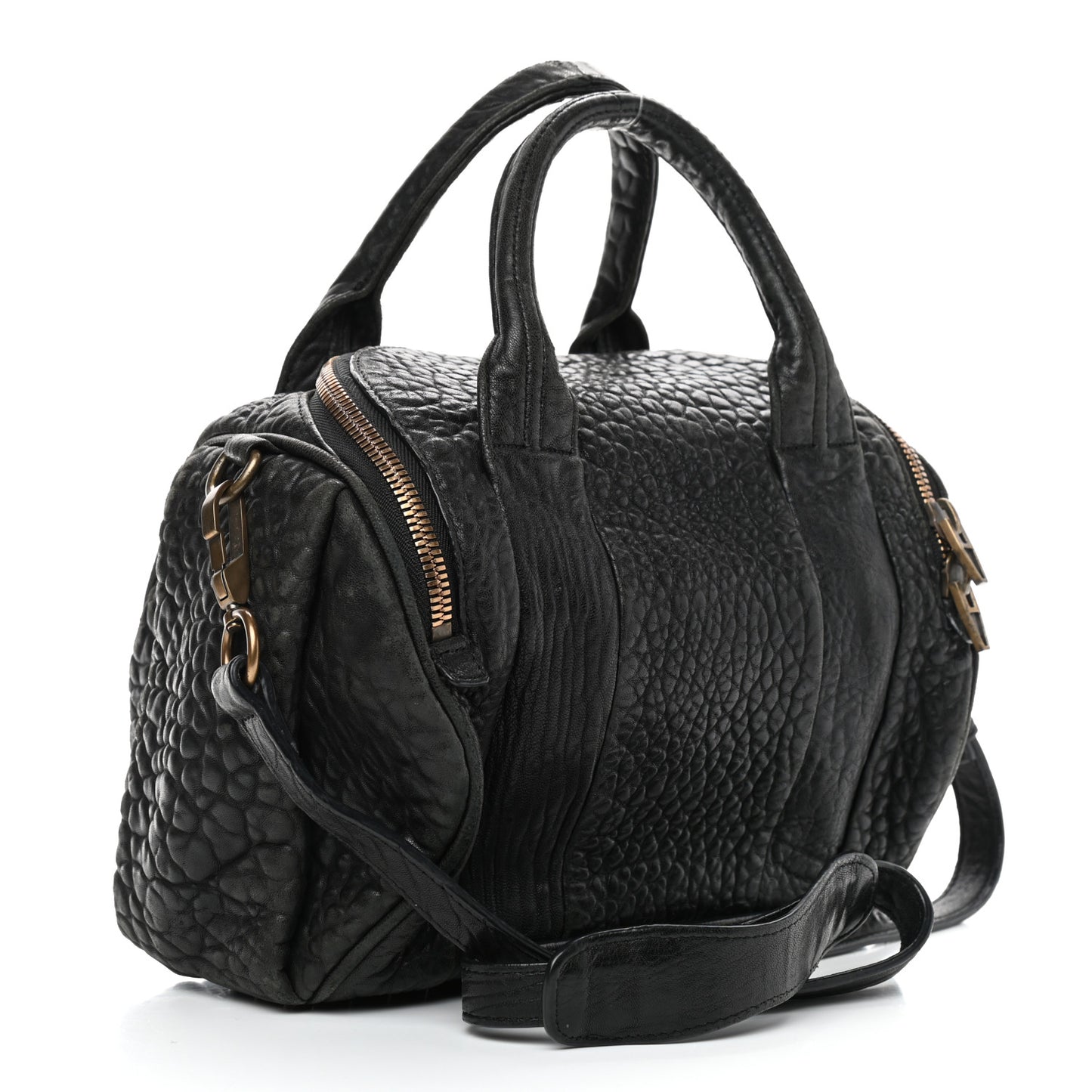 Pebbled Lambskin Rockie Black Antique Brass Hardware