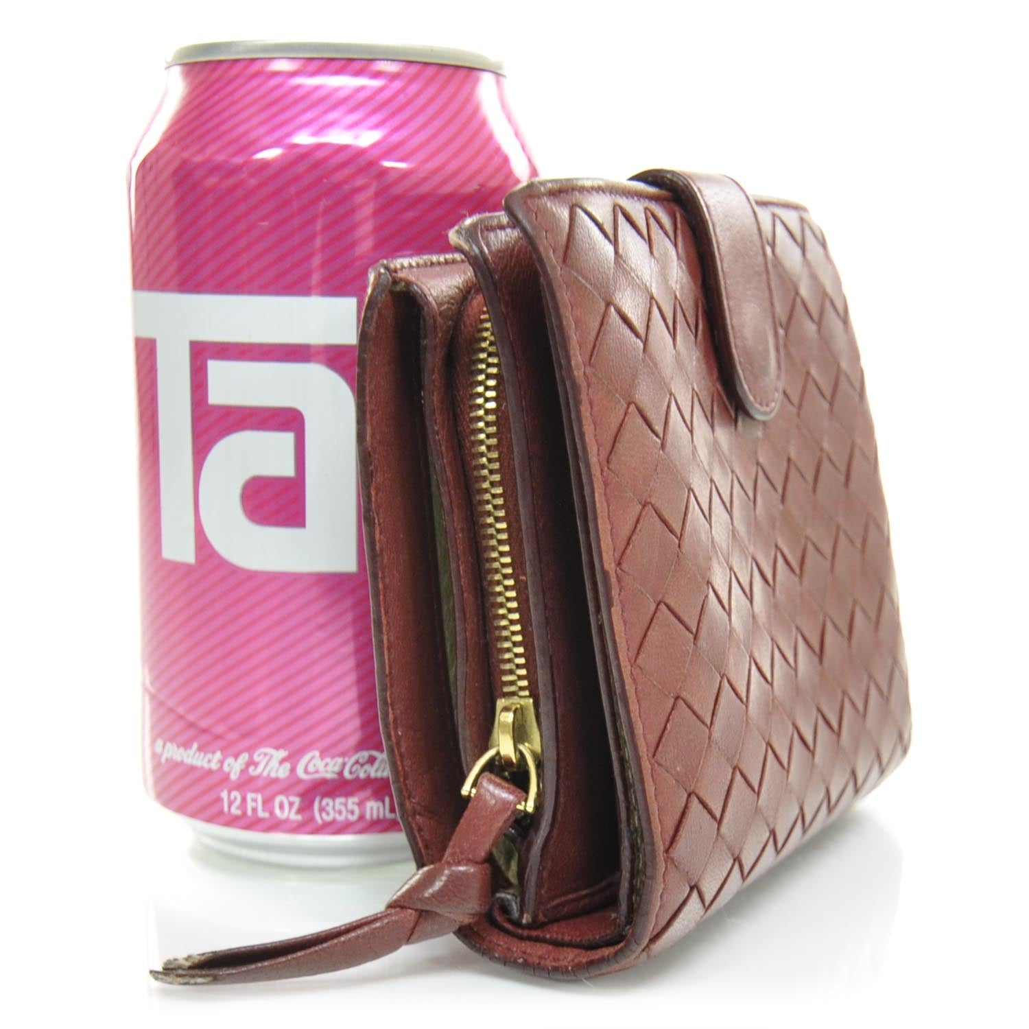 Bottega Veneta Nappa Intrecciato French Compact Wallet Pink 3 of 9