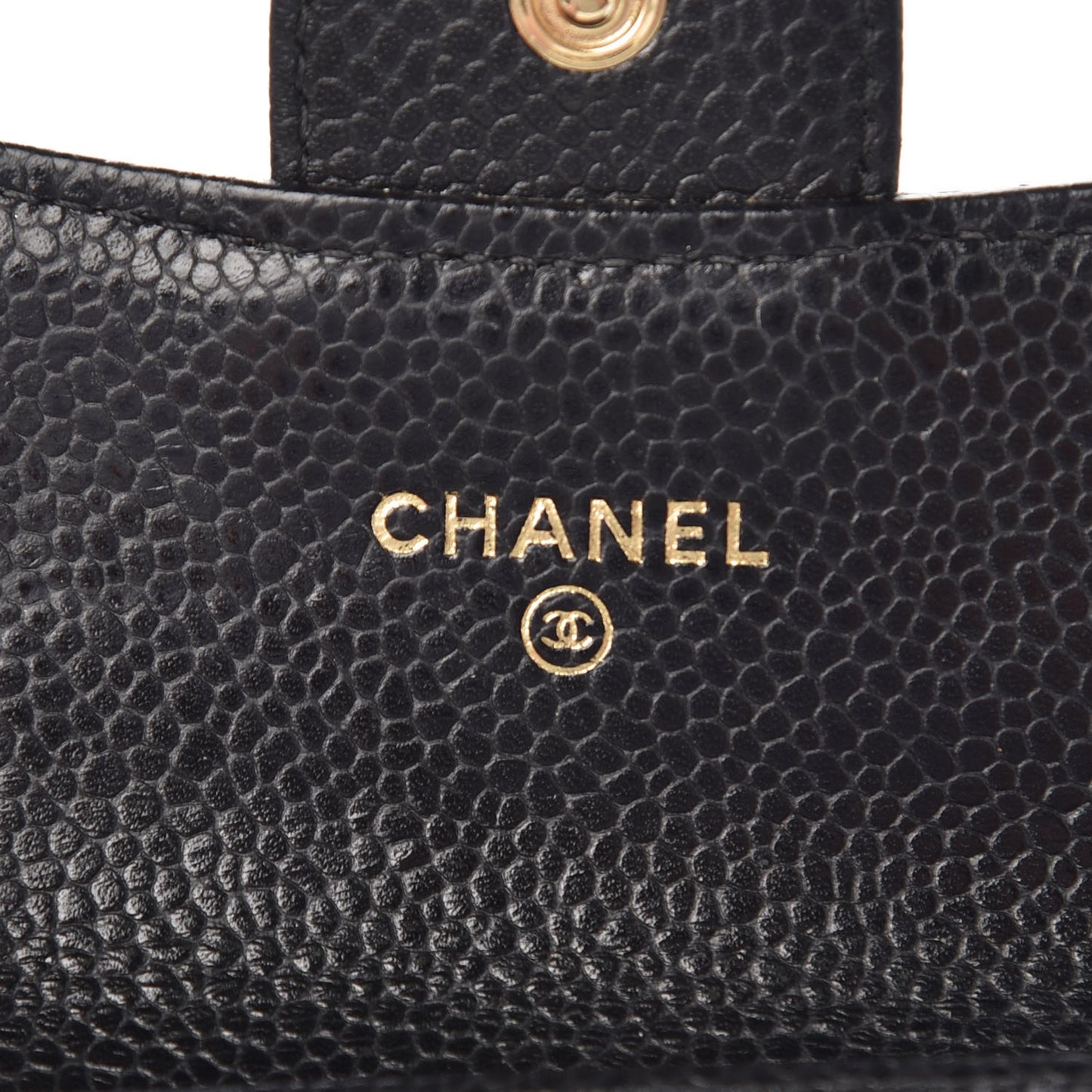 Caviar Quilted Flap Card Holder Black
