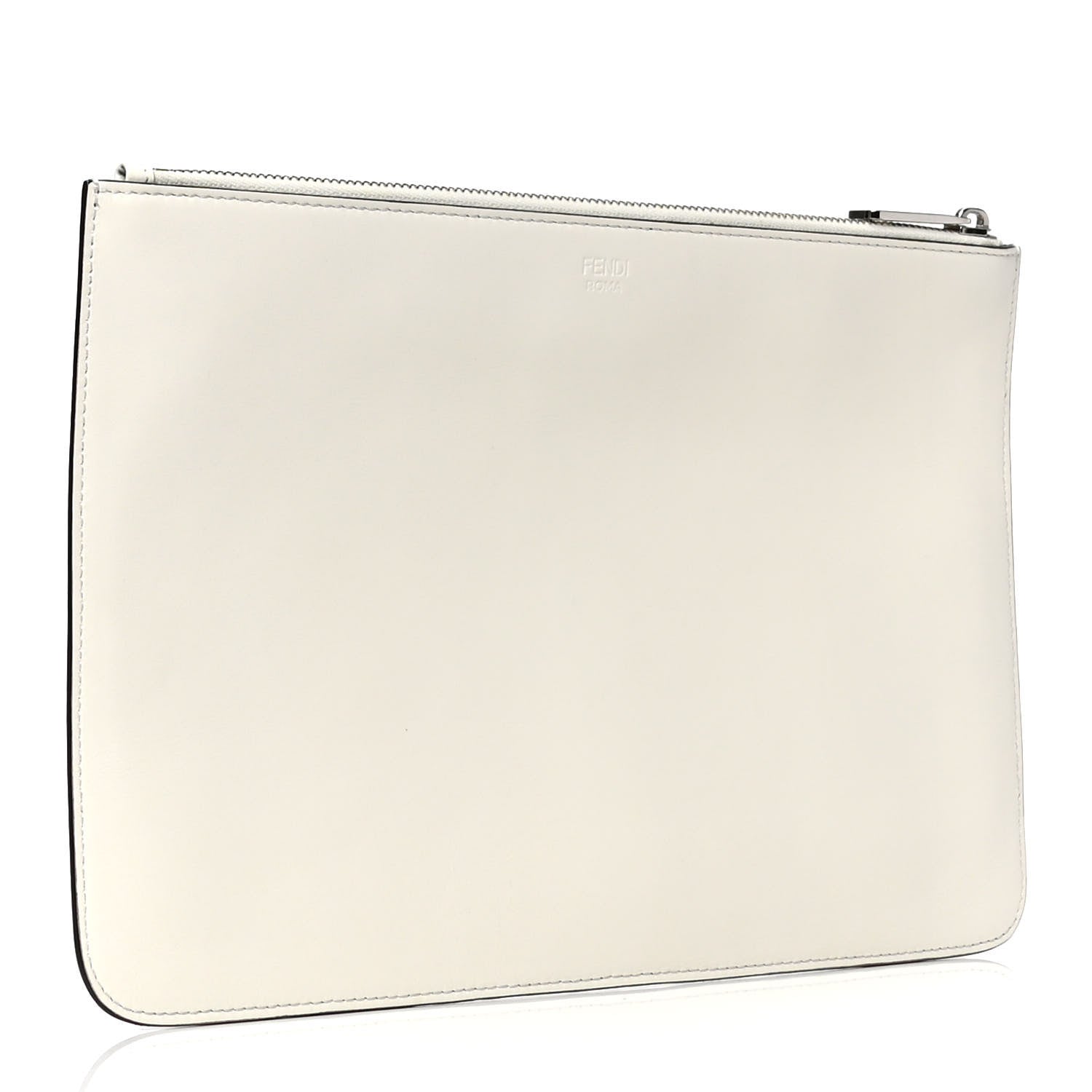 Fendi Vitello Shadow Logo Inlay Pouch White Black Multicolor 2 of 4