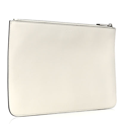 Fendi Vitello Shadow Logo Inlay Pouch White Black Multicolor 2 of 4