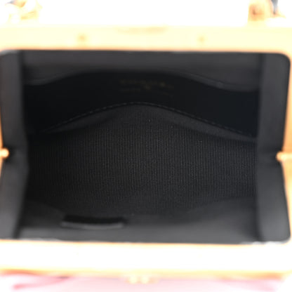 Chanel Patent Crumpled Lambskin Quilted Clutch With Chain Black Pink 5 of 11
