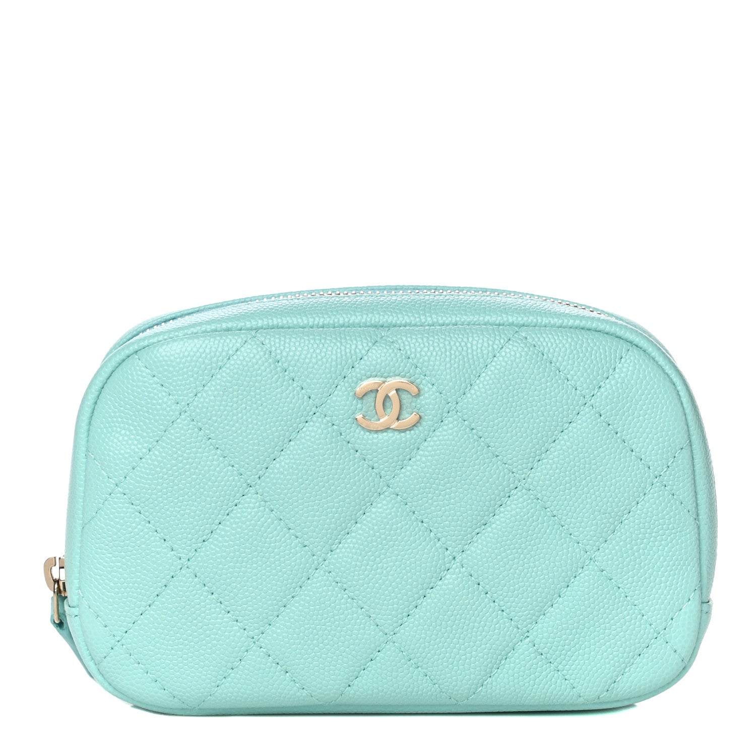 Chanel Caviar Quilted Small Curvy Pouch Cosmetic Case Light Blue 1 of 11