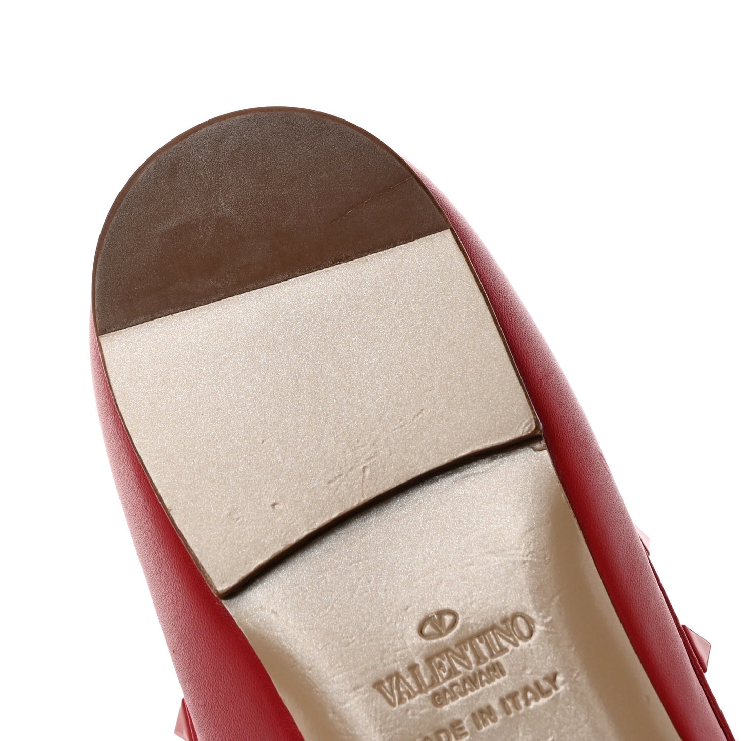 Calfskin Lacquered Monochrome Rockstud Ballerina Flats 37.5 Rosso Valentino