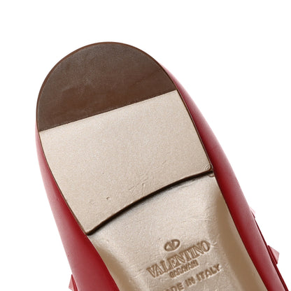 Valentino Garavani Calfskin Lacquered Monochrome Rockstud Ballerina Flats 37.5 Rosso Valentino 13 of 15