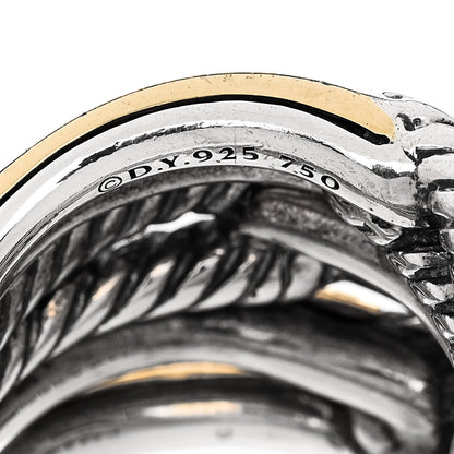 David Yurman Sterling Silver Yellow Gold Triple Loop Labyrinth Ring 52 6 4 of 4