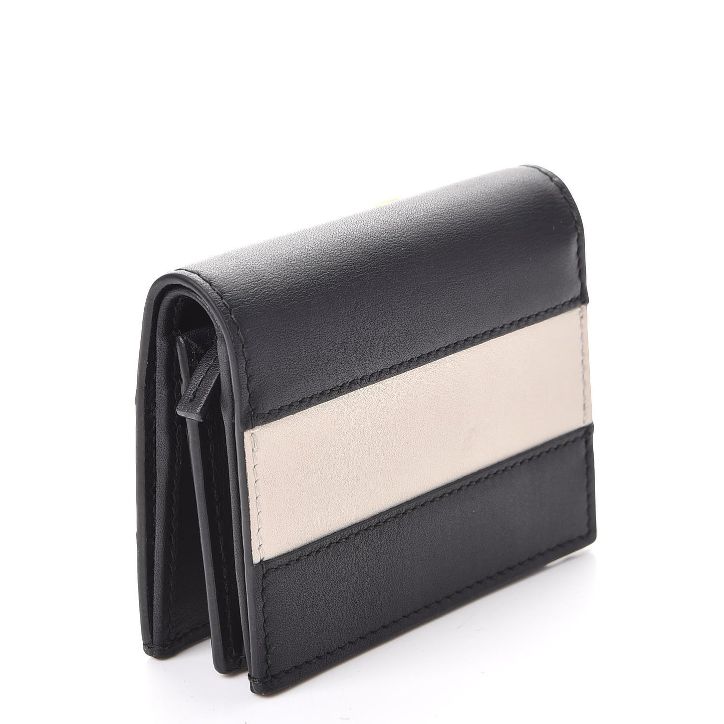 Calfskin Queen Margaret Card Case Wallet Black Mystic White