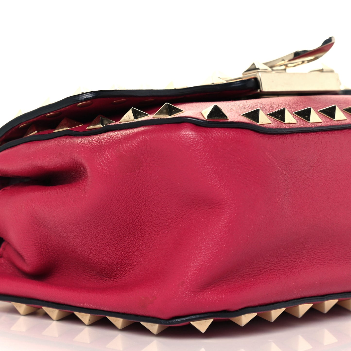Vitello Mini Rockstud Flap Saddle Crossbody Bag Cyclamin
