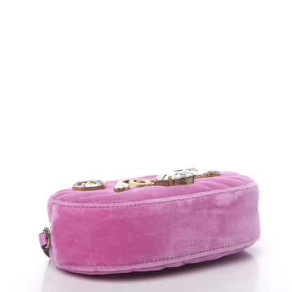 Gucci Velvet Matelasse Marquise Crystals GG Marmont Belt Bag Malva 4 of 10