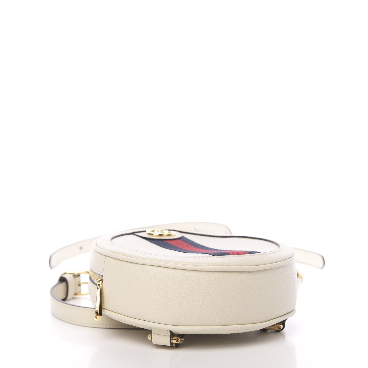 Textured Calfskin Web Mini Ophidia Round Backpack Mystic White