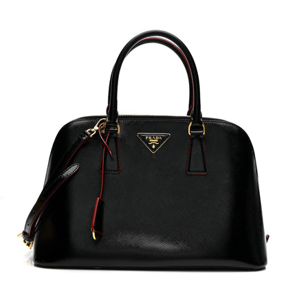 Prada Saffiano Vernice Medium Promenade Tote Black Rosso 1 of 18