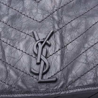 Saint Laurent Crinkled Calfskin Matelasse Monogram Large Niki Chain Satchel Storm 10 of 10