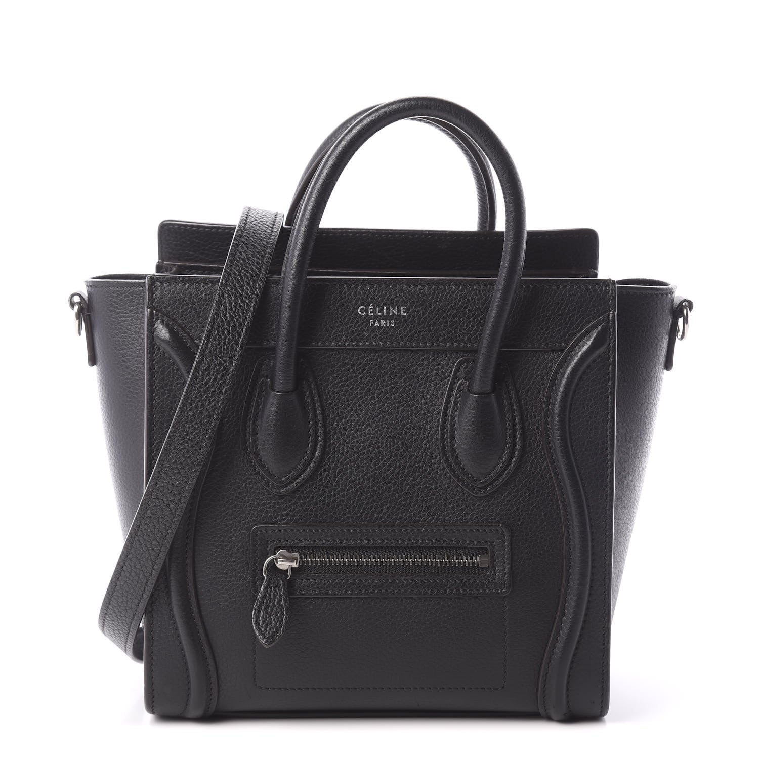 Celine Drummed Calfskin Nano Luggage Black 1 of 10