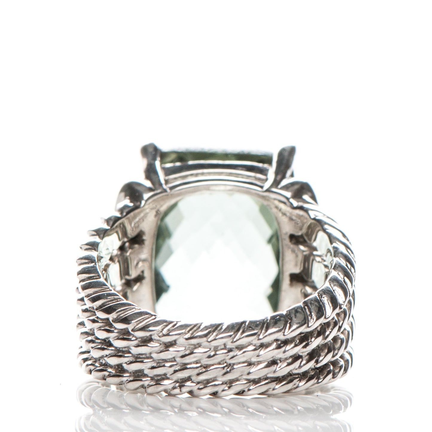 Sterling Silver Diamond Prasiolite 16mm Wheaton Ring 51 5.75