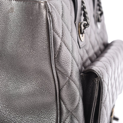 Chanel Metallic Grained Calfskin Quilted Large Casual Pocket Tote Silver 18 of 18