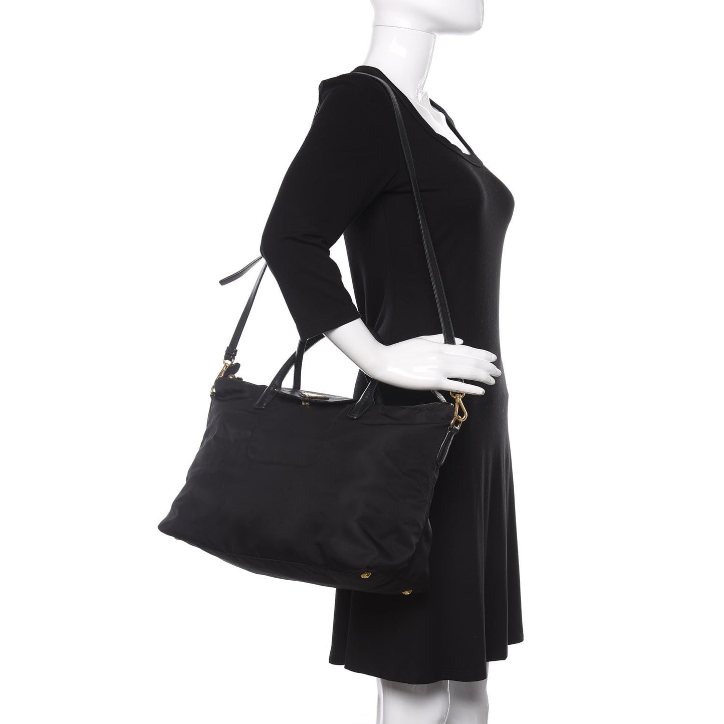 Tessuto Nylon Saffiano Tote Black