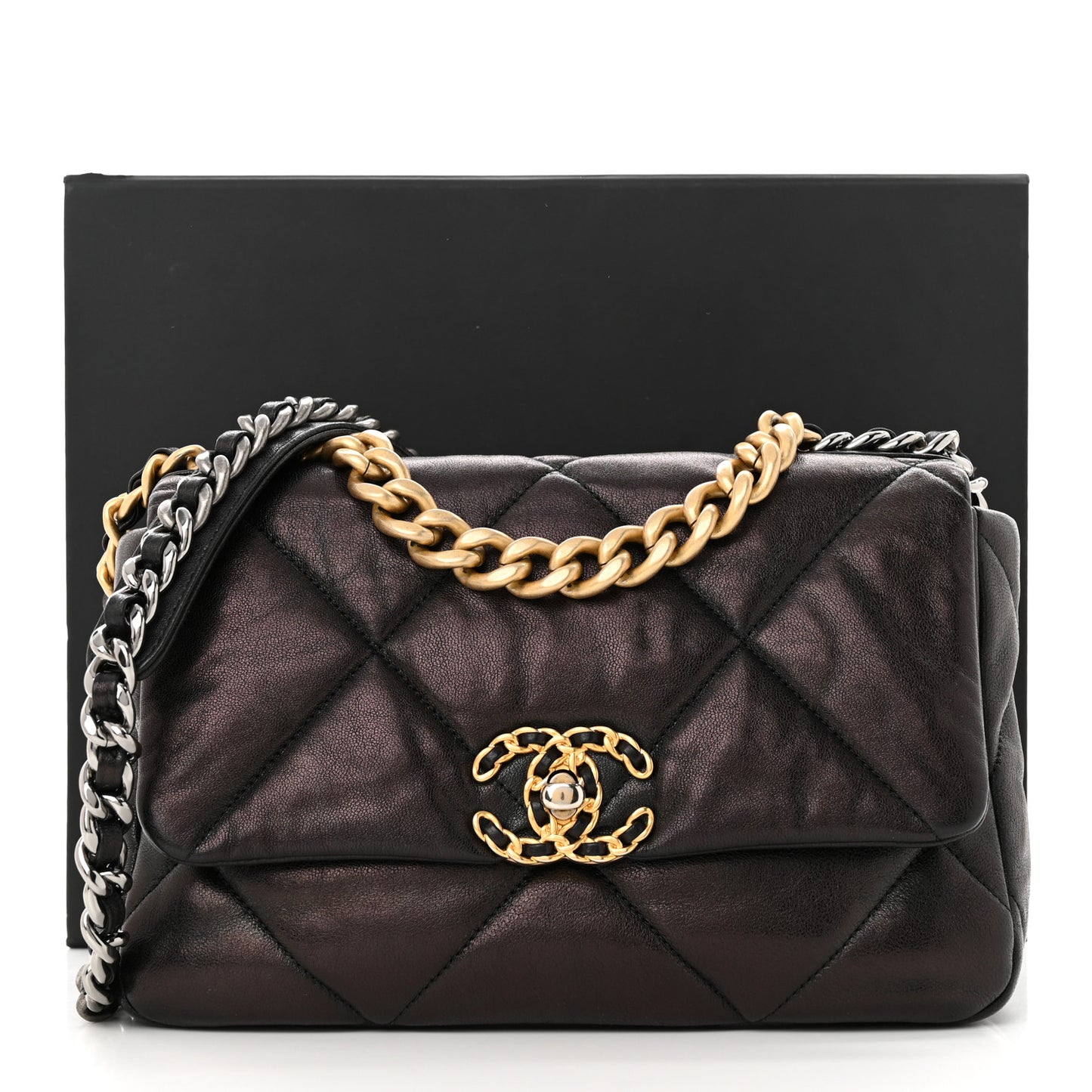 Lambskin Quilted Medium Chanel 19 Flap Black