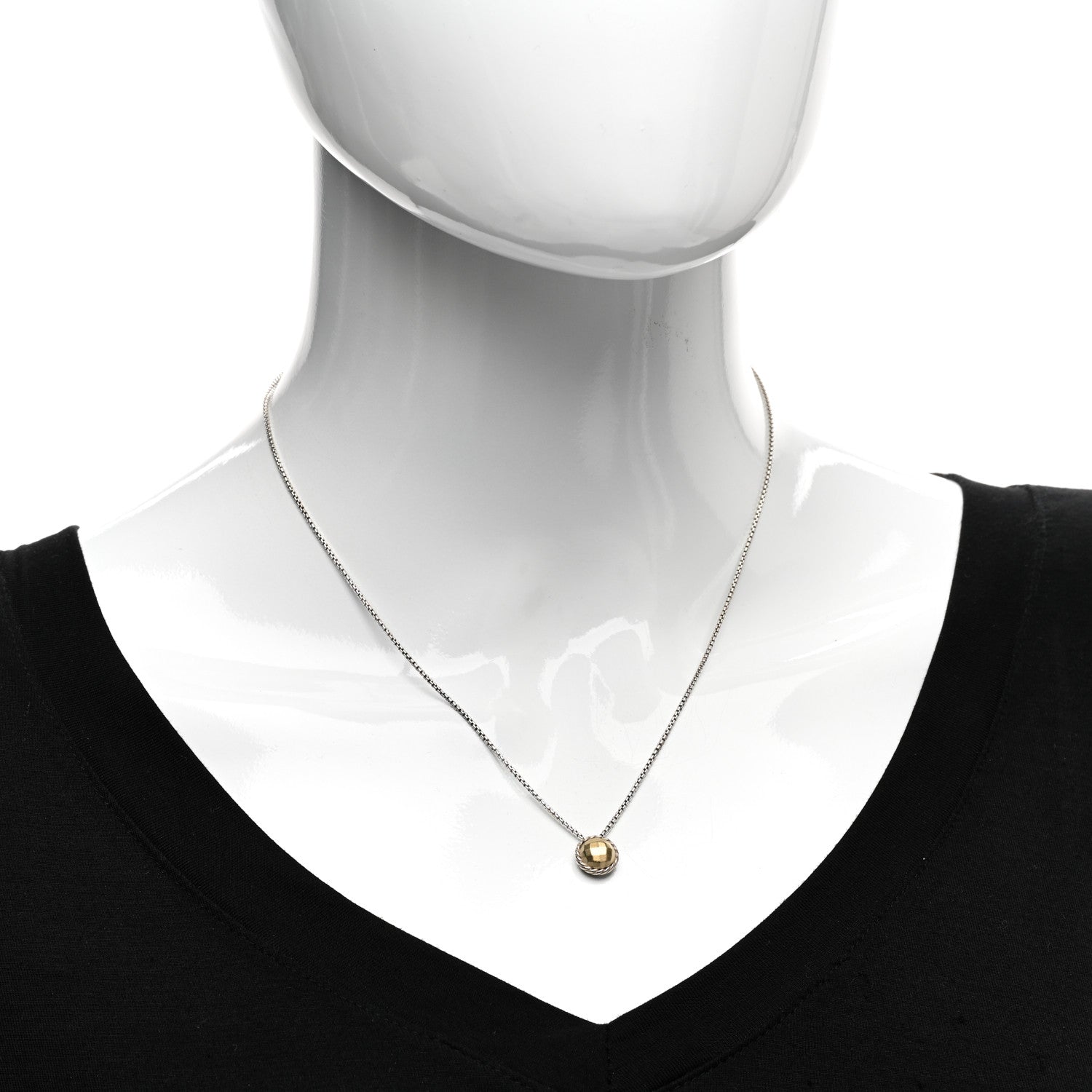 David Yurman Sterling Silver 18K Yellow Gold 8mm Petite Chatelaine Pendant Necklace 2 of 4
