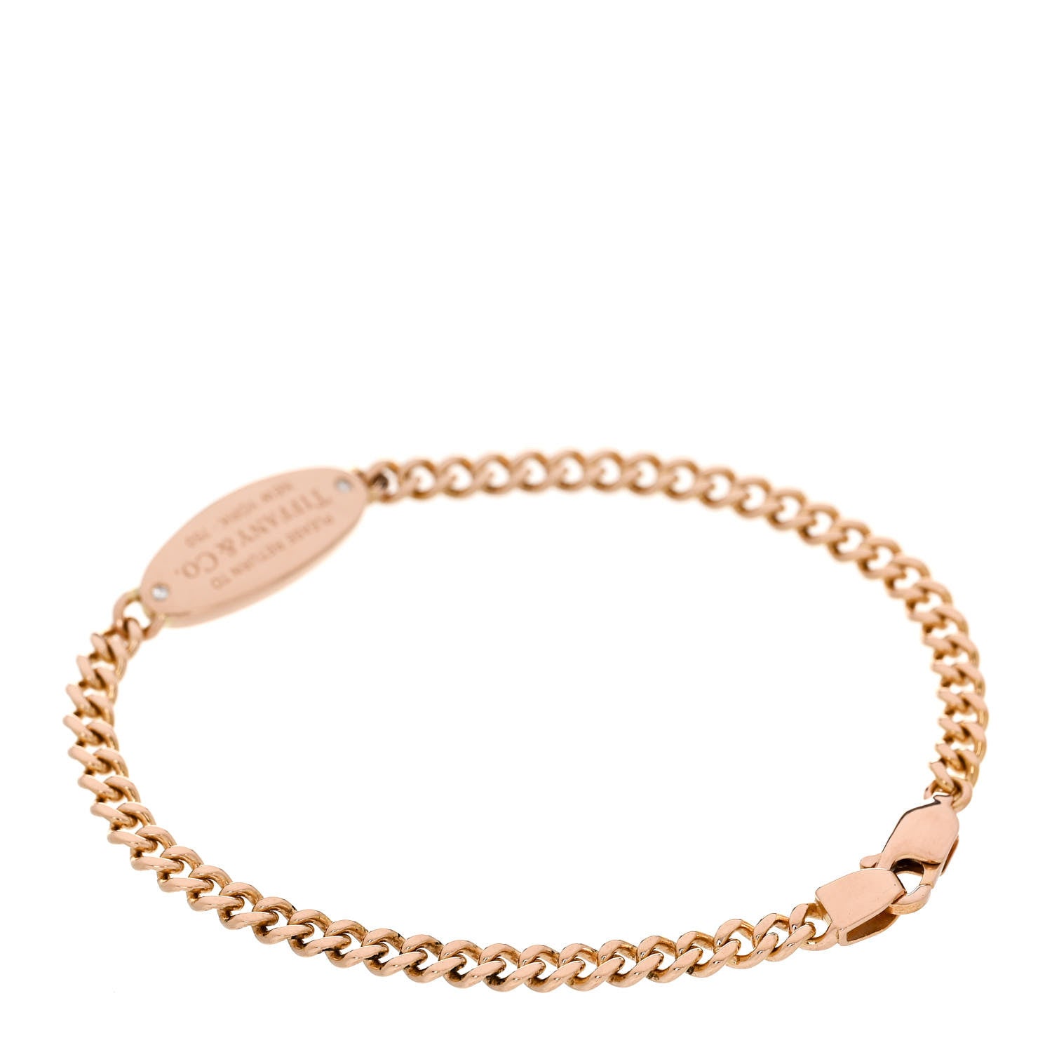 Tiffany 18K Rose Gold Diamond Return To Tiffany Oval ID Bracelet 2 of 3