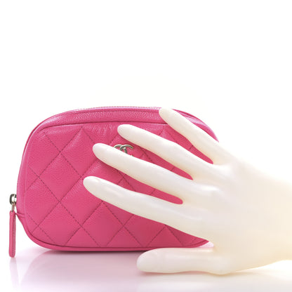 Chanel Caviar Quilted Small Curvy Pouch Cosmetic Case Pink 2 of 9