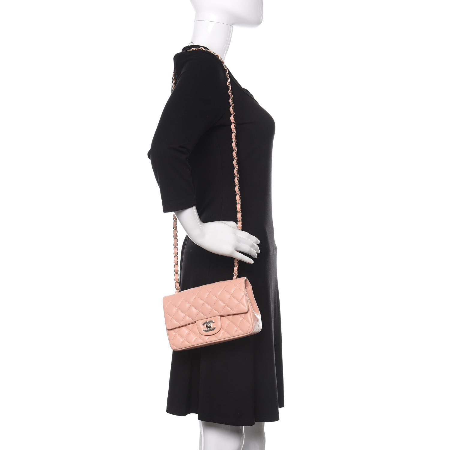 Chanel Lambskin Quilted Mini Rectangular Flap Light Pink 2 of 10