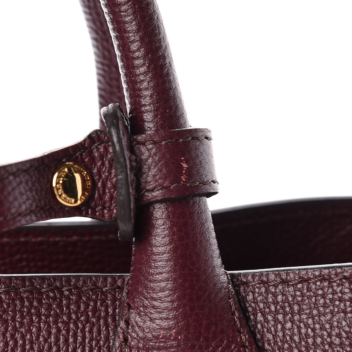 Grainy Calfskin House Check Medium Banner Tote Mahogany Red