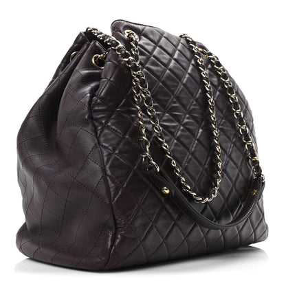Chanel Lambskin Quilted Large Drawstring Shoulder Bag Dark Purple 3 of 10