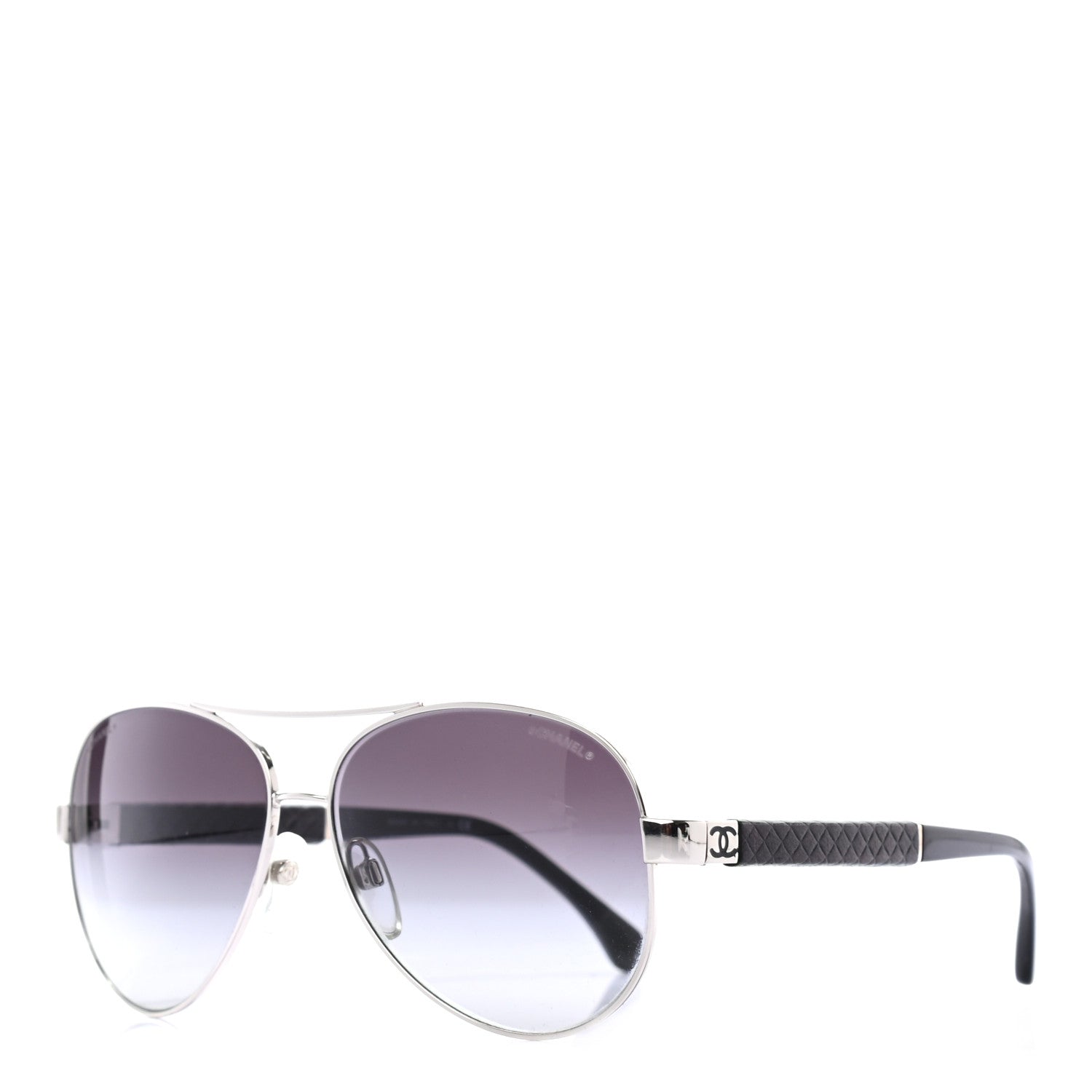 Chanel Lambskin Quilted CC Aviator Sunglasses 4195-Q Black 1 of 7