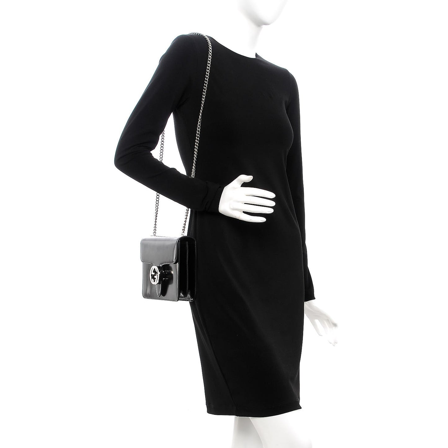 Shade Lux Calfskin Small Interlocking G Shoulder Bag Black
