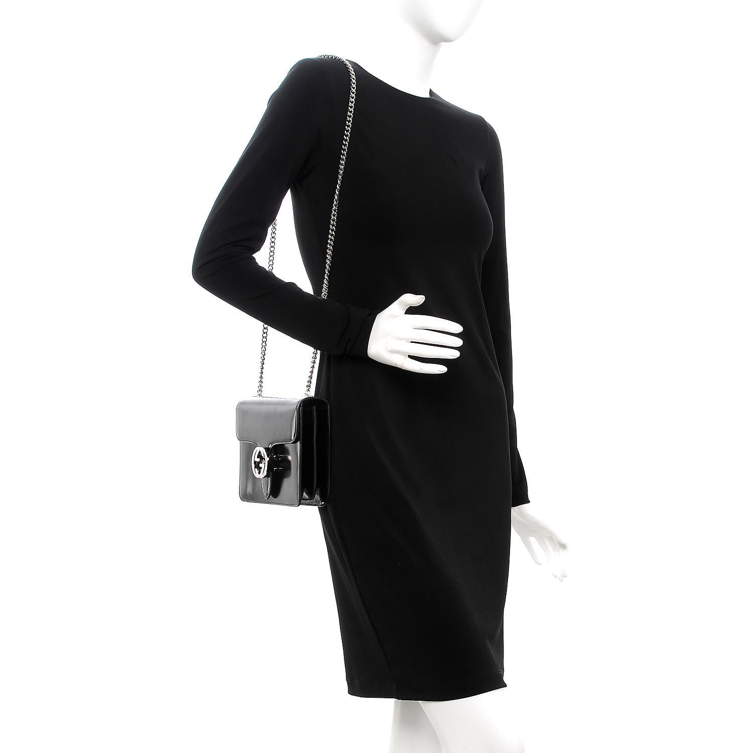 Gucci Shade Lux Calfskin Small Interlocking G Shoulder Bag Black 2 of 11