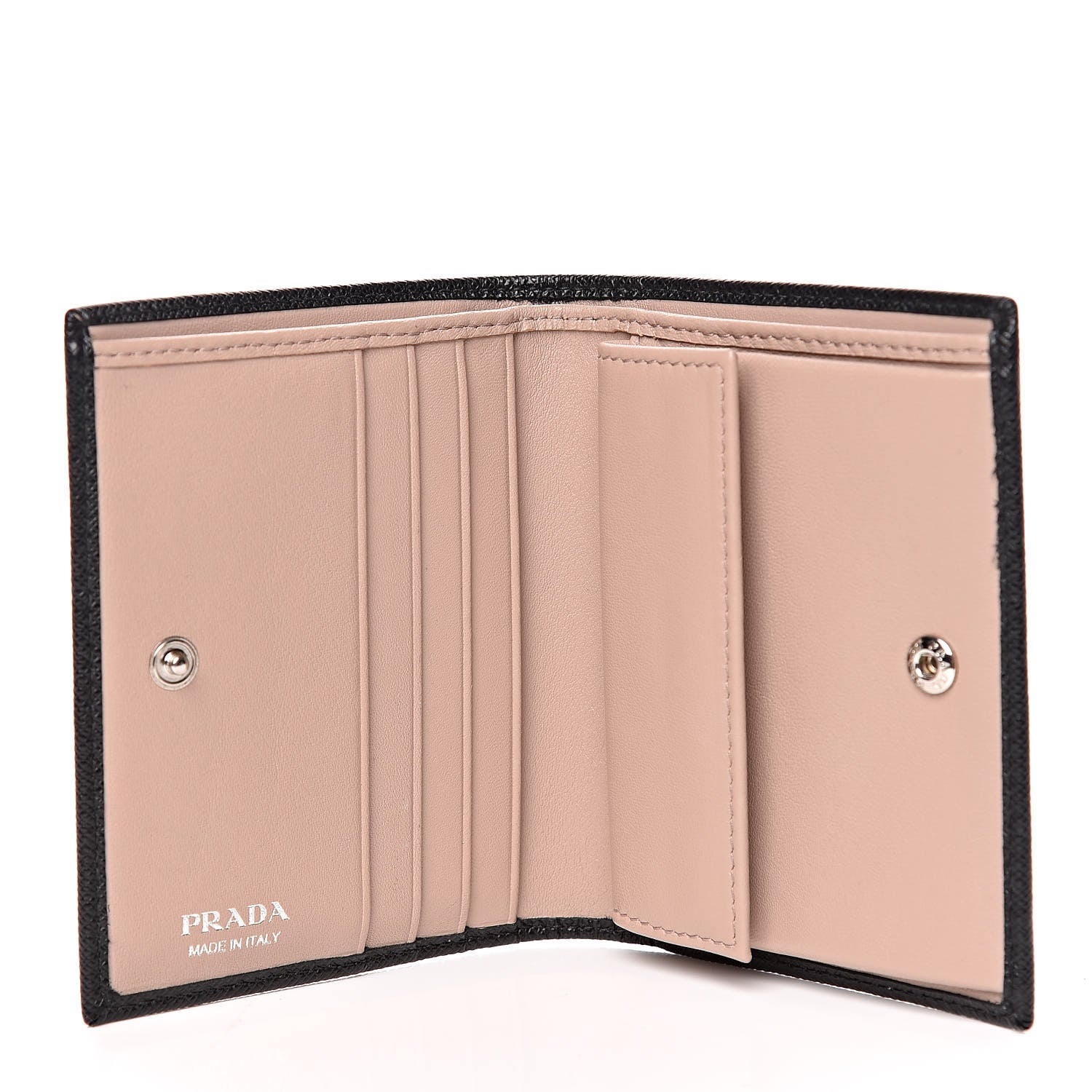 Prada Saffiano Bi-Fold Compact Wallet Black Mughetto 5 of 8